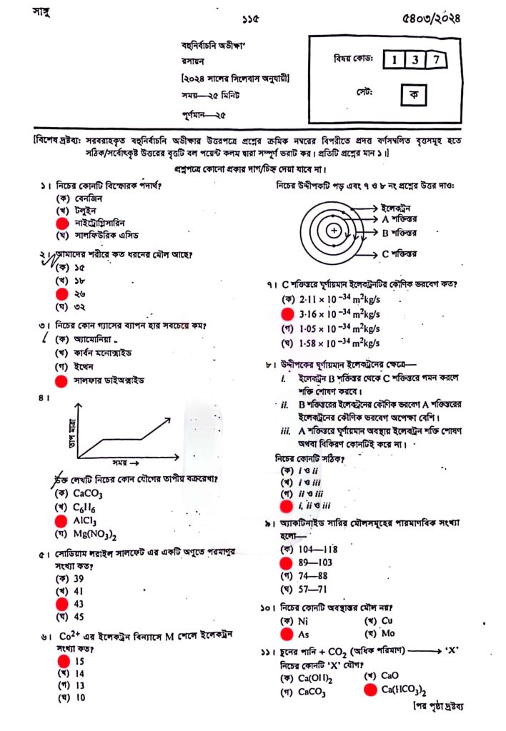 SSC 2024 Chemistry MCQ Solution Dinajpur Board | এসএসসি ২০২৪ রসায়ন এমসিকিউ সমাধান দিনাজপুর বোর্ড